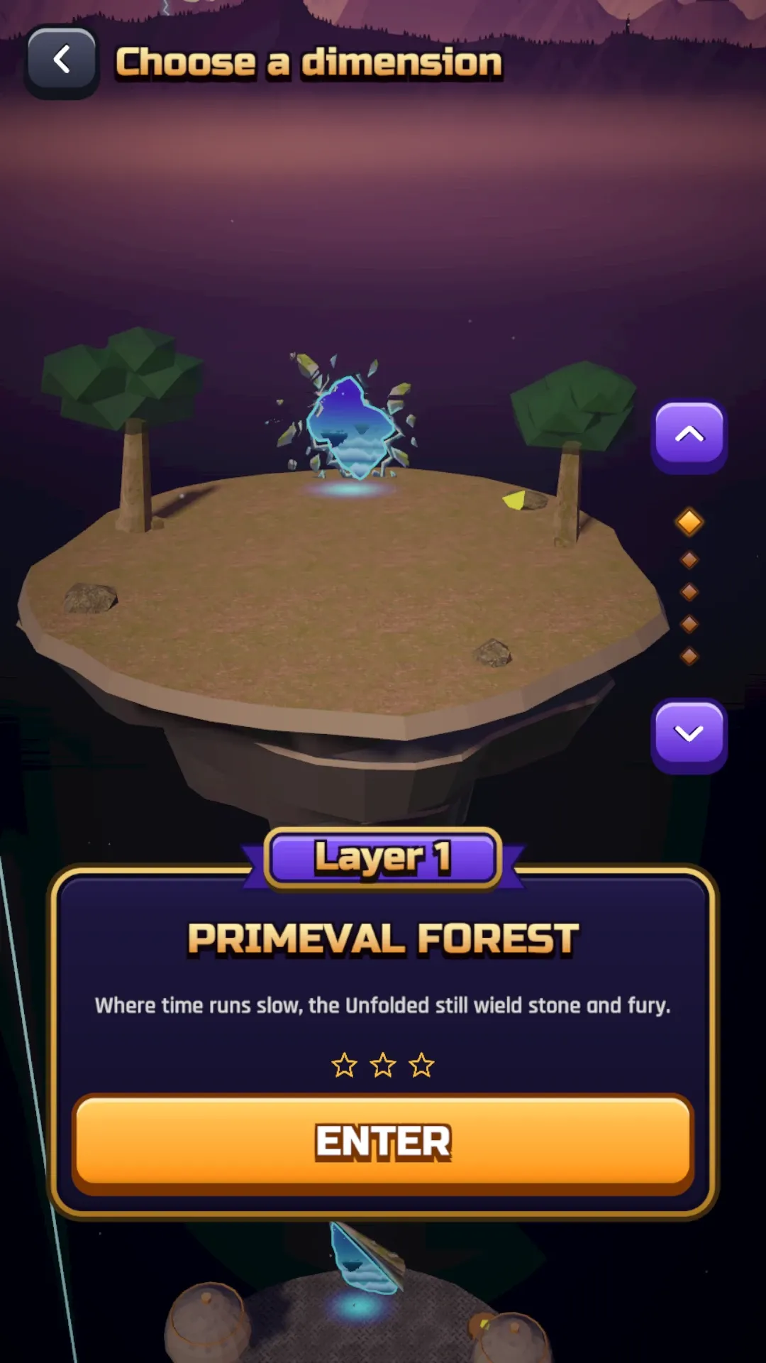 In-game dimension selection in the Fold.
