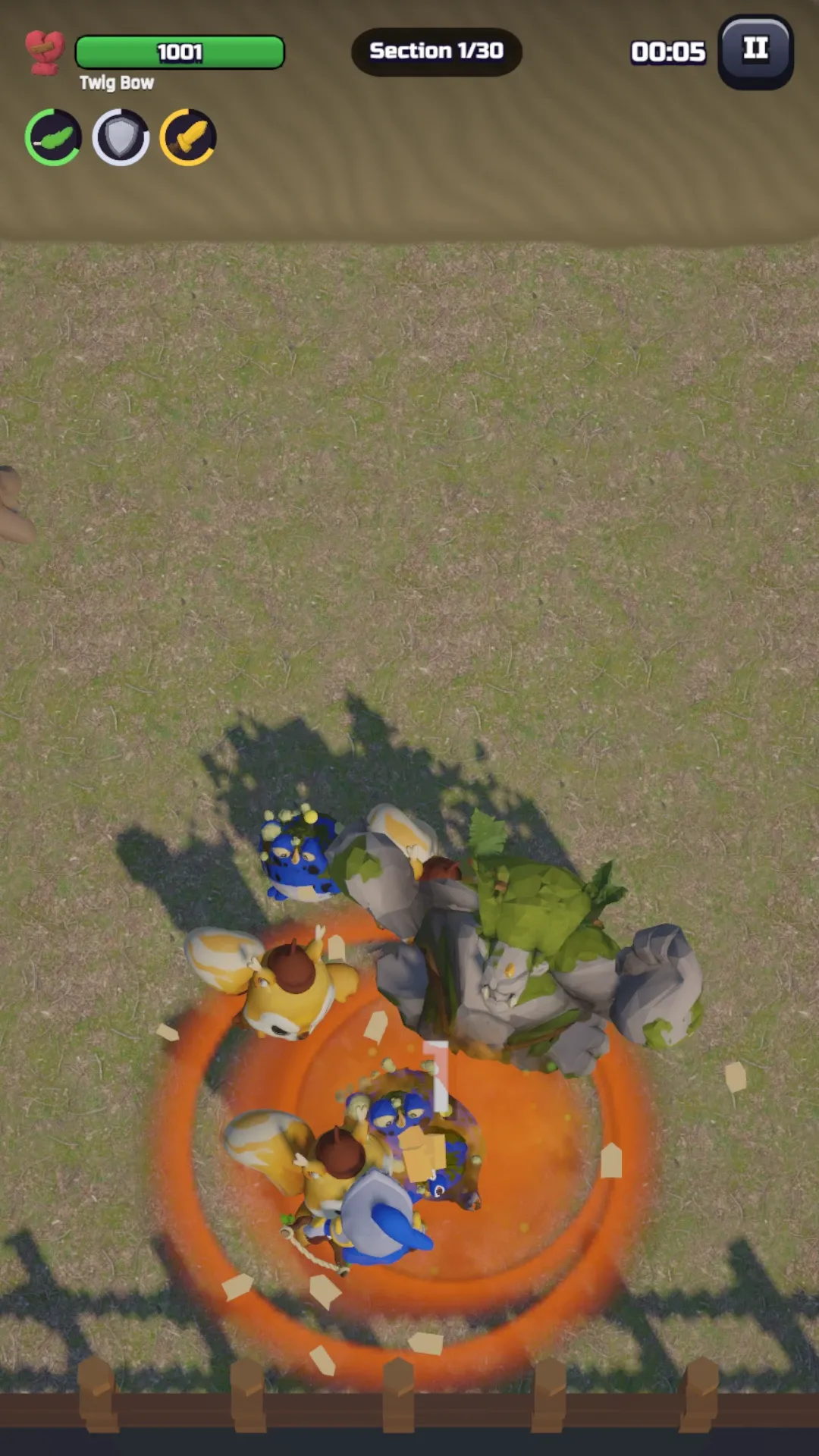 Primeval Forest run: Rider and invaders by the wall.